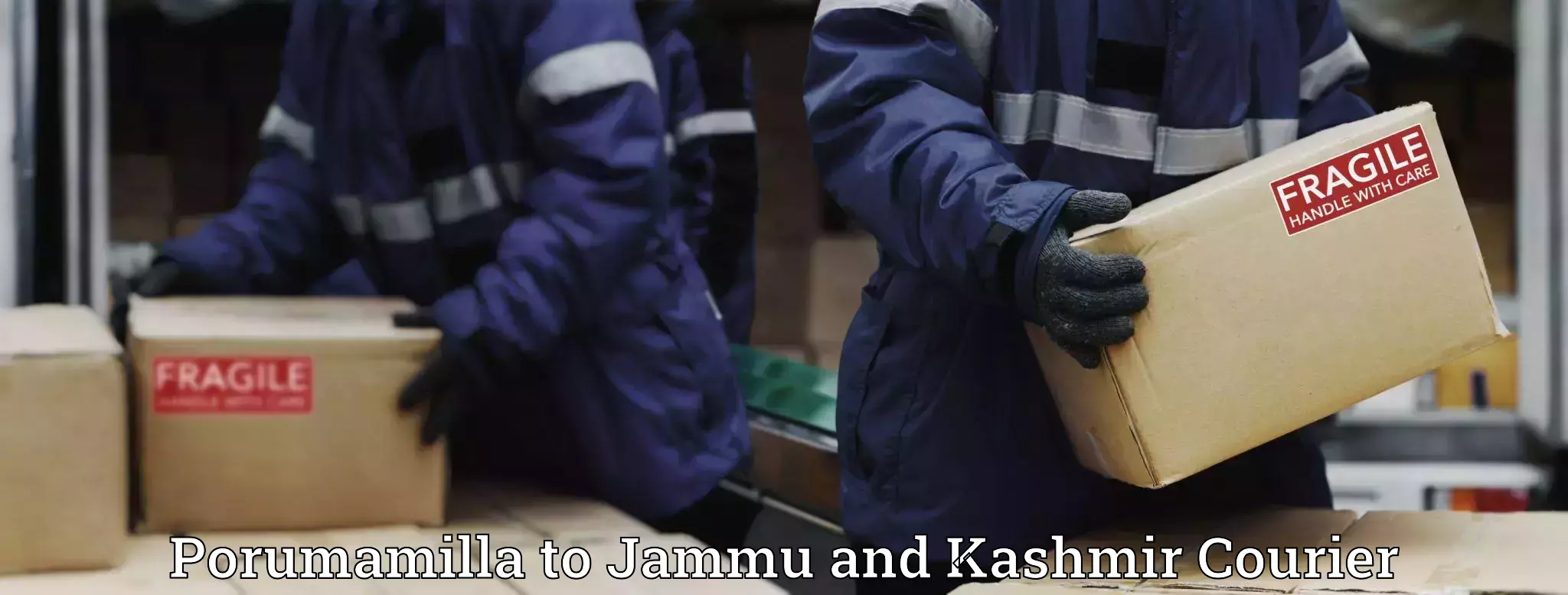 Express delivery capabilities Porumamilla to Jammu and Kashmir