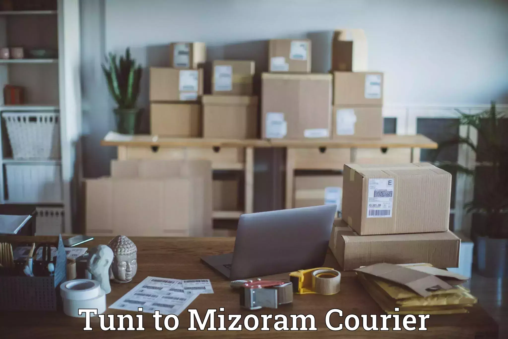 24-hour courier service Tuni to Mizoram