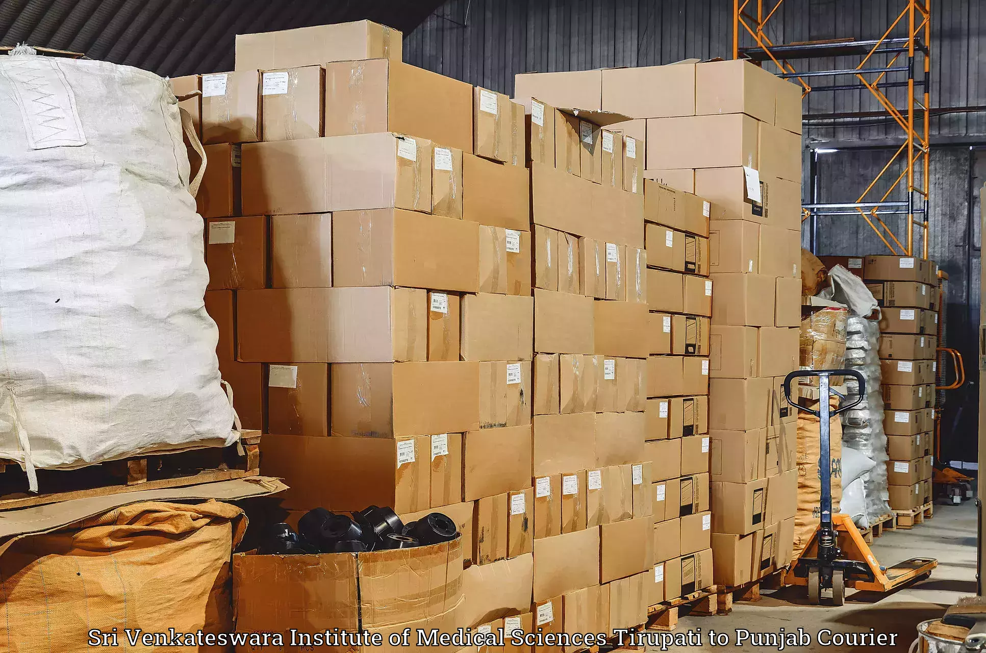 Wholesale parcel delivery in Sri Venkateswara Institute of Medical Sciences Tirupati to Guru Nanak Dev University Amritsar